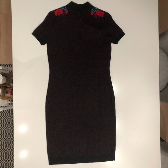 Shanghai Tang Gingko Cashmere + Wool Knit Dress in Black, Red, Blue Size EU M - Picture 7 of 14